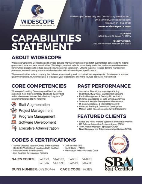 Capability statement template in Word and Pdf formats - page 2 of 19